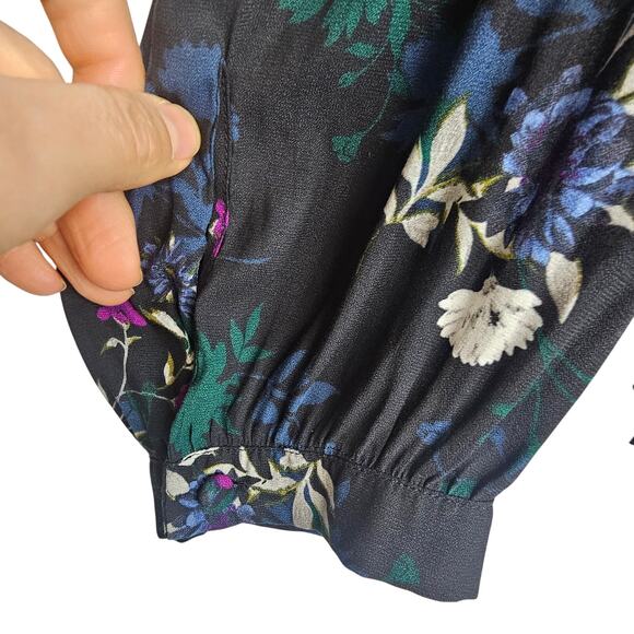 Torrid Chiffon Black Floral Peasant Blouse Size 2X Dark Romance Feminine Moody - Picture 5 of 8